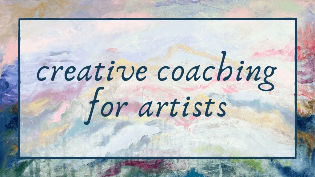 blog header reading "creative coaching for artists" over an abstract mountain range