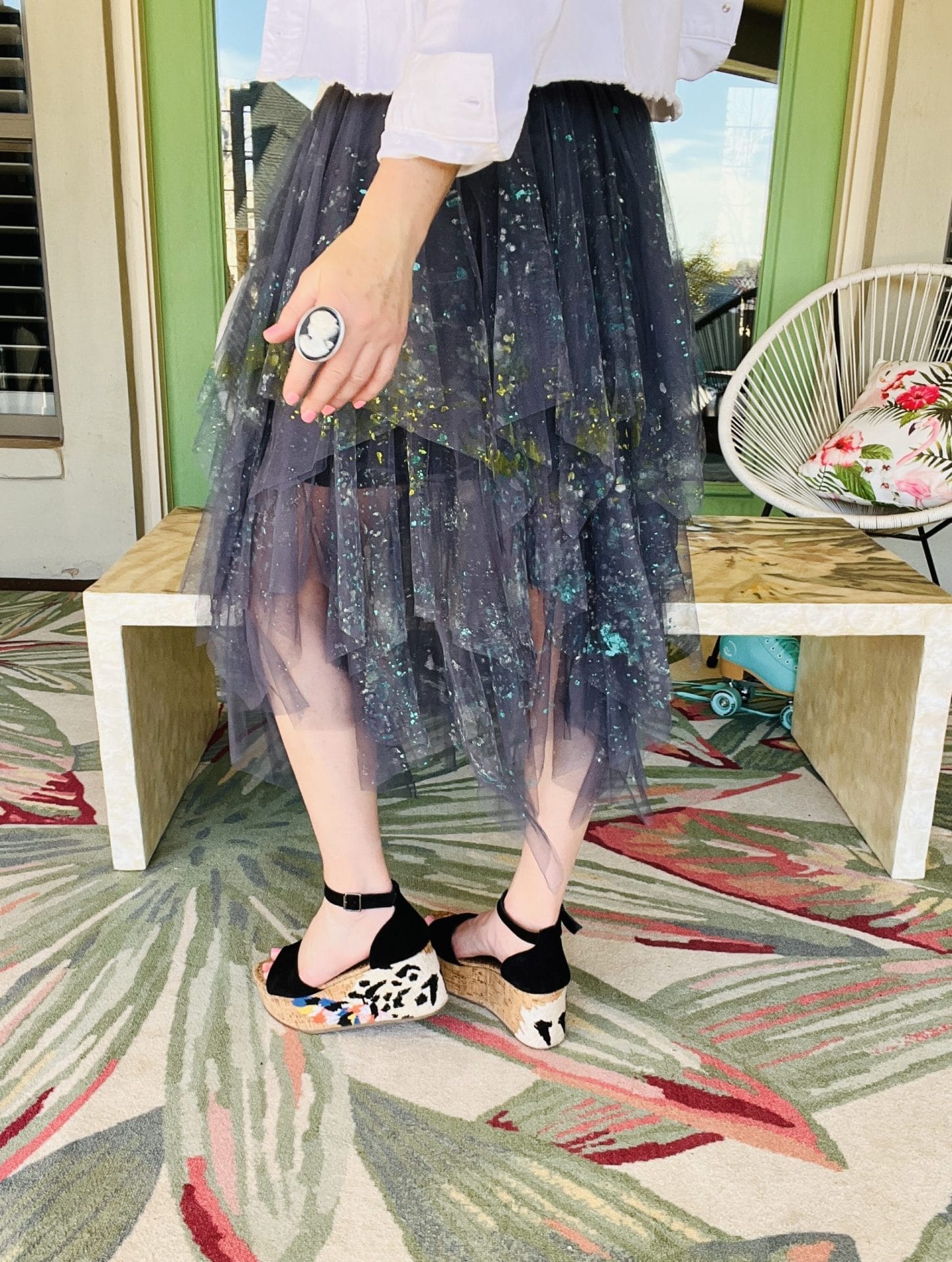 the toe IRIS TULLE SKIRT グレー スカート