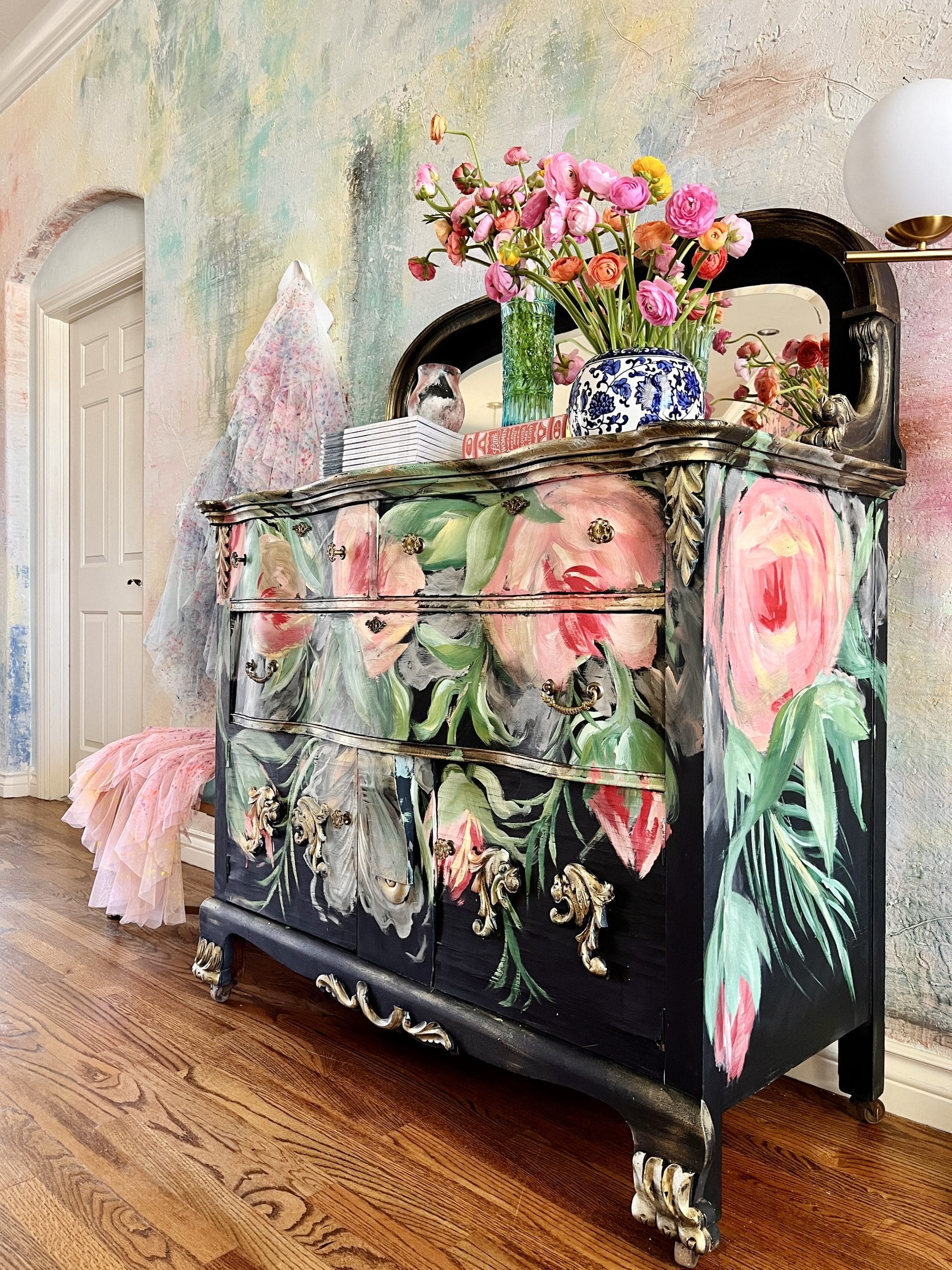 Prelude to Paris' Hand Painted Cabinet The Turquoise Iris